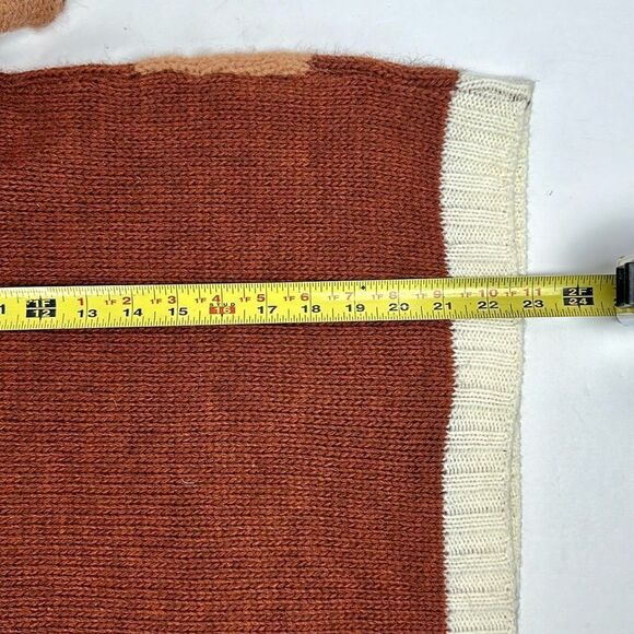 Elsamanda Italy Terracotta Rust White Crew Neck Wool Blend Воху Sweater L - Picture 12 of 12